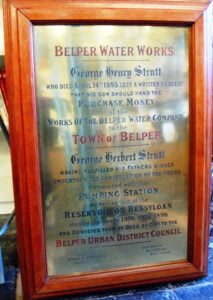 Belper Water Works Plaque framed.